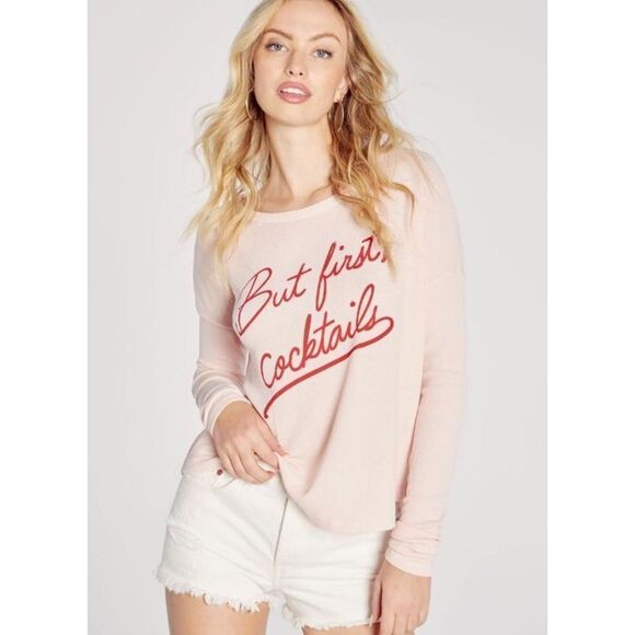 ‎Wildfox “but first, cocktails” pink sweater - Picture 1 of 5